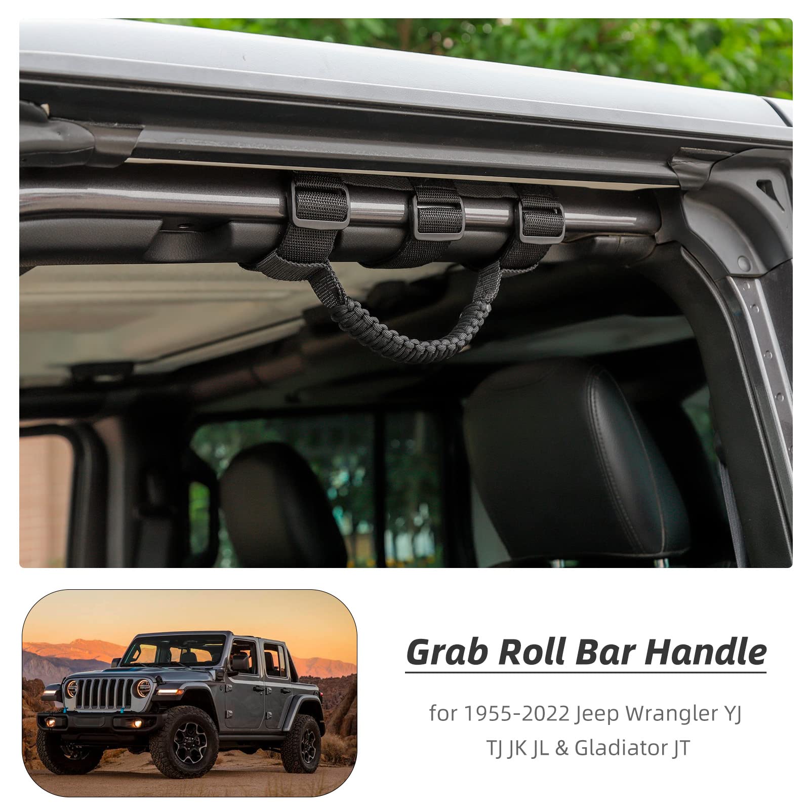 JeCar Roll Bar Grab Handles Grip Handle For Jeep Wrangler CJ YJ TJ JK JK JL JLU Jt Sports Sahara Freedom Rubicon And Unlimited 1955 2020 4pcs Red