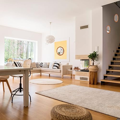 Miniatura 7 de JIYUERLTD Espejo de pared de 14 pulgadas, espejo redondo retro de madera, espejo decorativo HD para baño, entradas, salas de estar y sala de