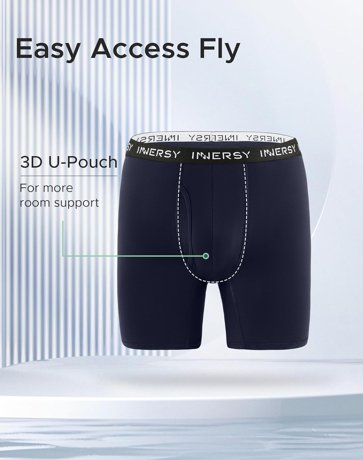 INNERSY Men's Big and Tall Underwear 8.5" Inseam Long Leg Cotton Moisture Wicking Boxer Briefs 3-Pack - Image 5