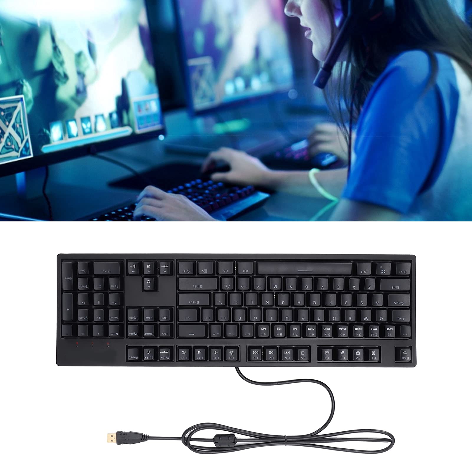 104 Klawisze Ergonomiczna Klawiatura do Gier Trwałe Akcesoria Komputerowe dla 2000/xp/7/8/10, USB2.0 Przewodowa Klawiatura Komputerowa dla Entuzjastów Gier