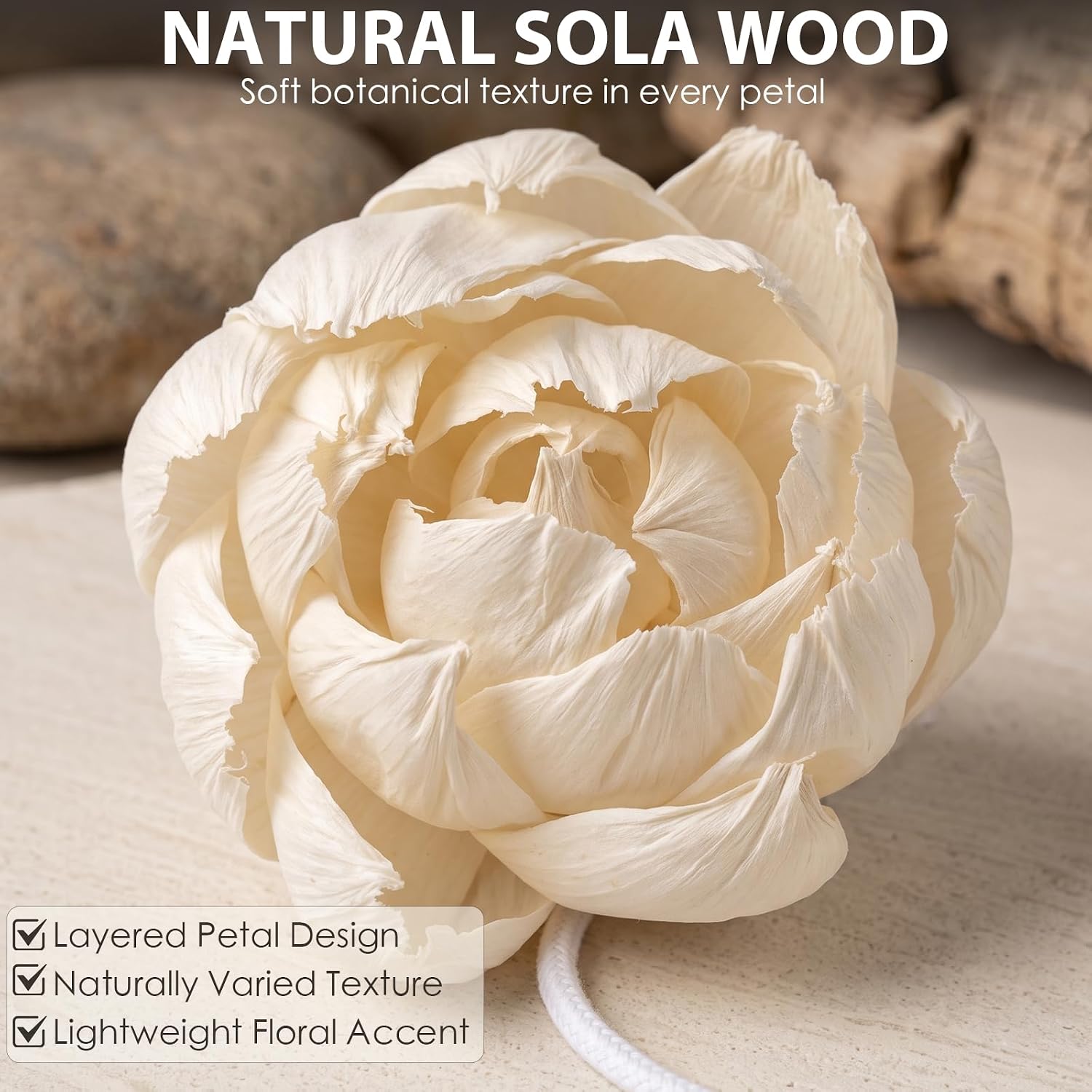 Reed Diffuser Set with 7 Sola Wood Flowers & Fiber Diffuser Sticks