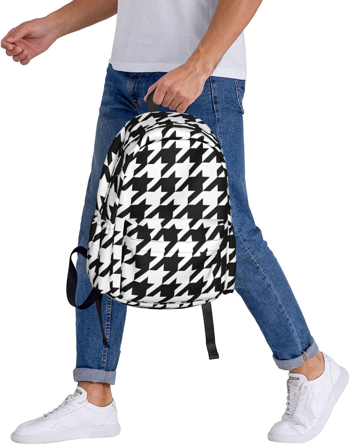 Houndstooth Laptop Backpack For Men Women, Lightweight Daypack Bookbag For Daily Commutes Business Travel Hiking