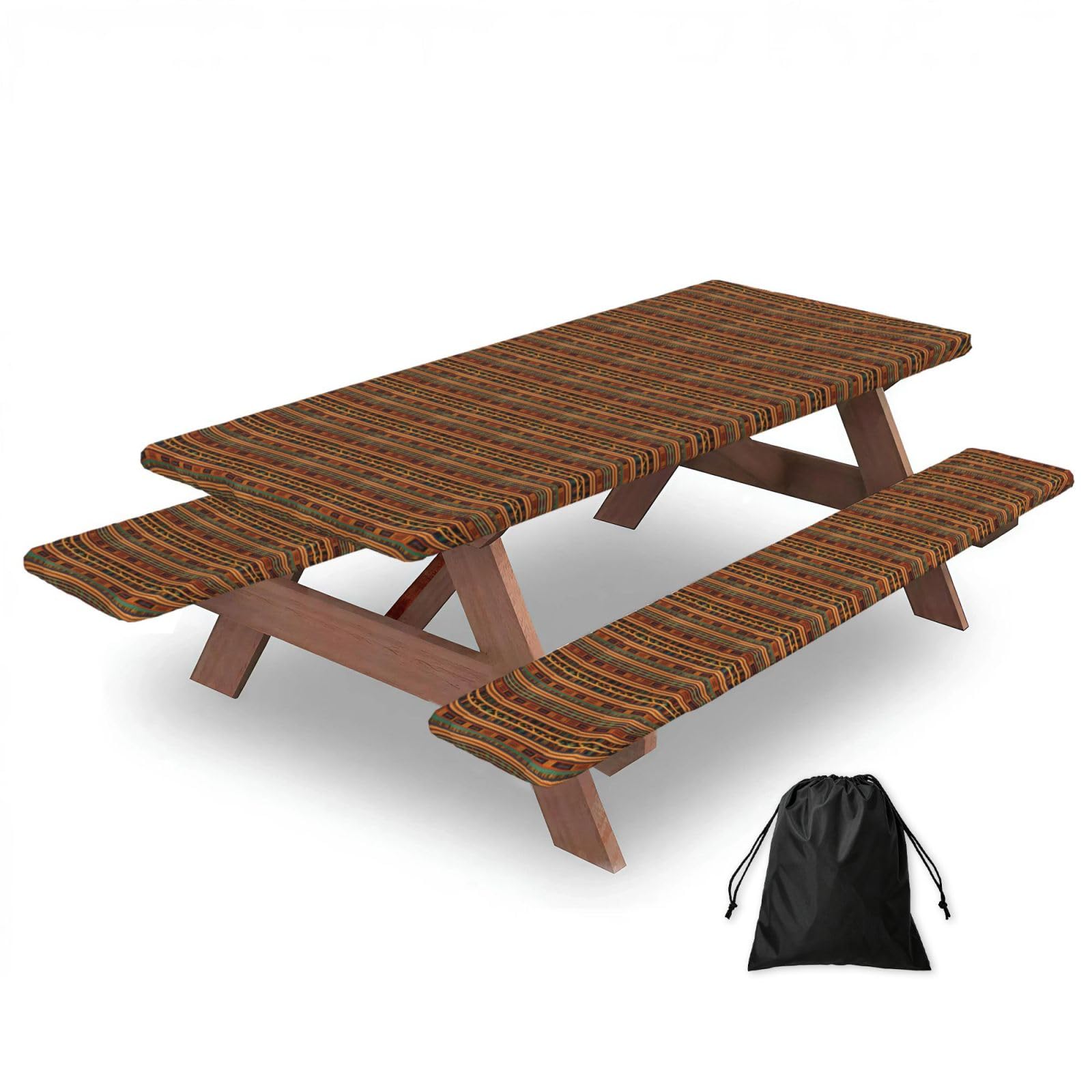 AYYQWE African Weaving Print Picnic Table Bench Cover Outdoor Garden Party Decor Daily Accessory Gift