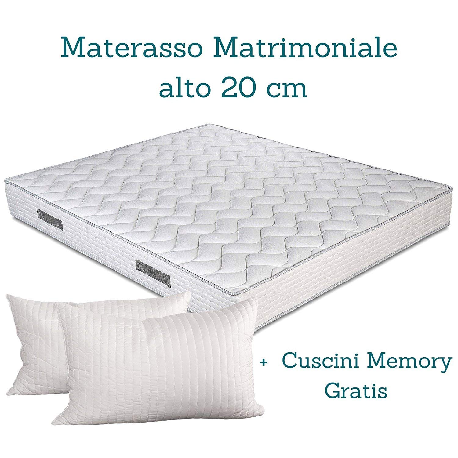 Evergreenweb Materac z pianki wodnej o wysokości 20 cm + poduszka z pianki z pamięcią kształtu (modny, 140 x 195 cm + 2 poduszki)