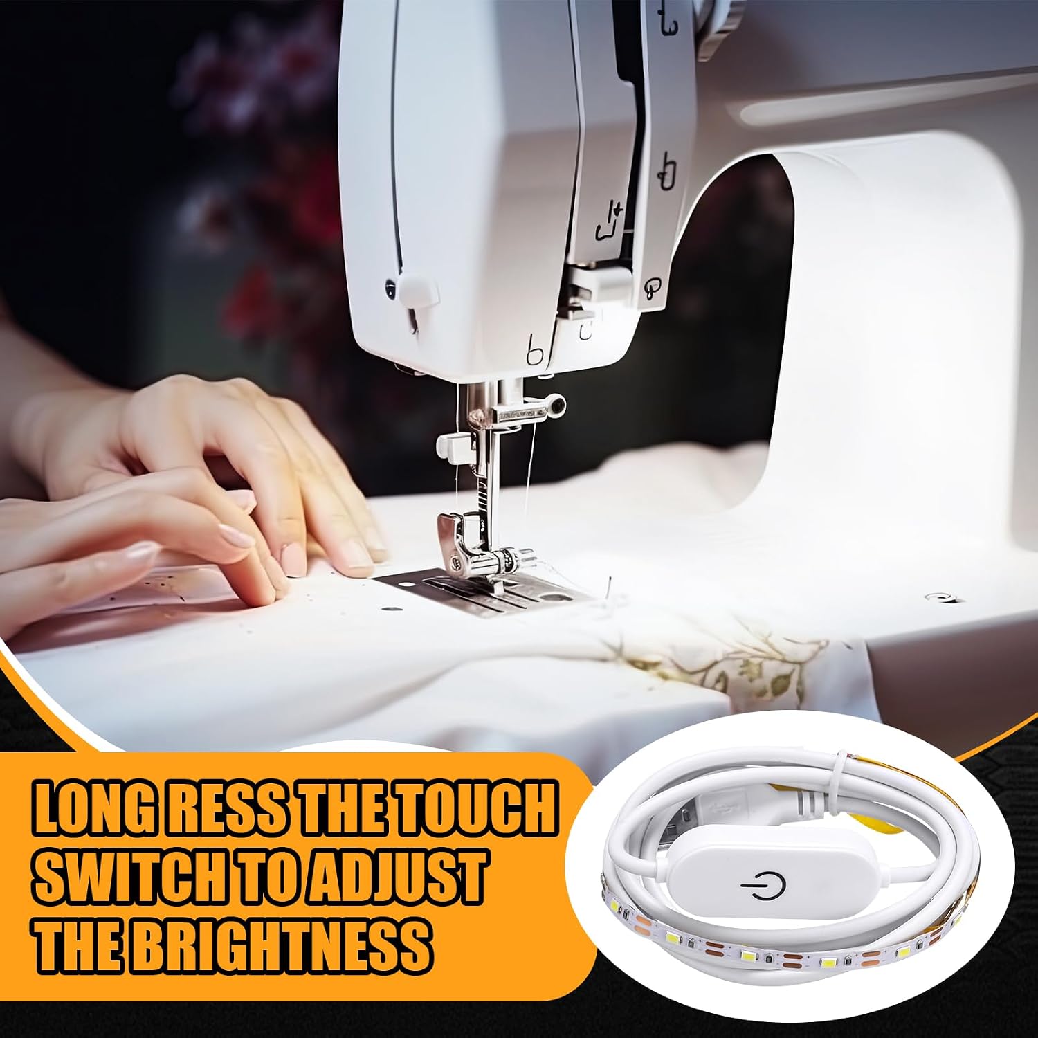 6 Pack Sewing Machine Light Strip with Touch Dimmer, 11.8 Inch Sewing Machine Lights LED Strip with 100 LEDs, White Light Fits All Machines(4.76 ft USB Power Cord)