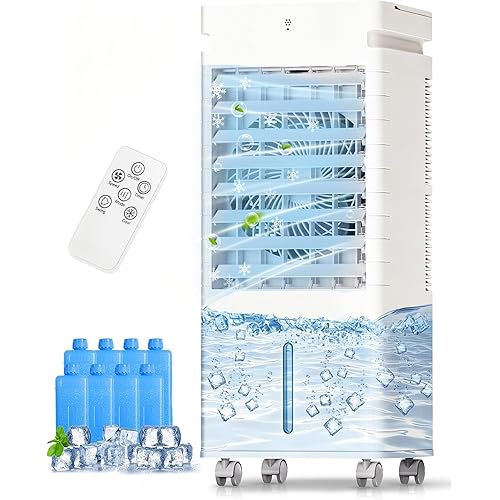 Portable Air Conditioners, Swamp Cooler Portable AC Unit for Room, Windowless Cooling Fan That Blow Cold Air w/Remote 5L Tank 12 Speeds 9H Timer, Evaporative Air Cooler for Bedroom Garage (white)