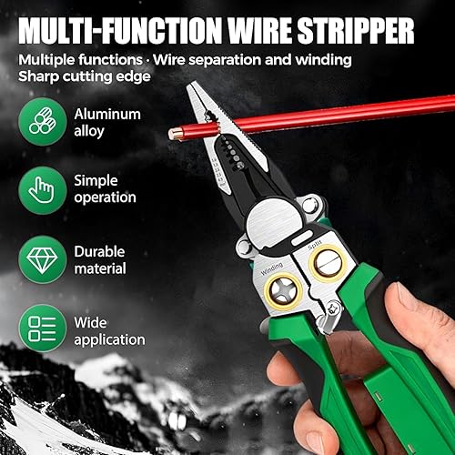 Miniatura 5 de 2026 - Alicates multifuncionales 8 en 1 para pelar cables, pelacables 8 en 1 con probador de voltaje, alicates eléctricos profesionales para cortar,