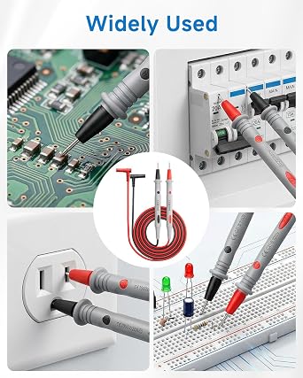 1000V/10A Multimeter Test Leads, Dual Color Soft Silicone Probes with Pointed Tips, Universal Measurement Cable Compatible with Digital Multimeters and Electronic Test Instruments