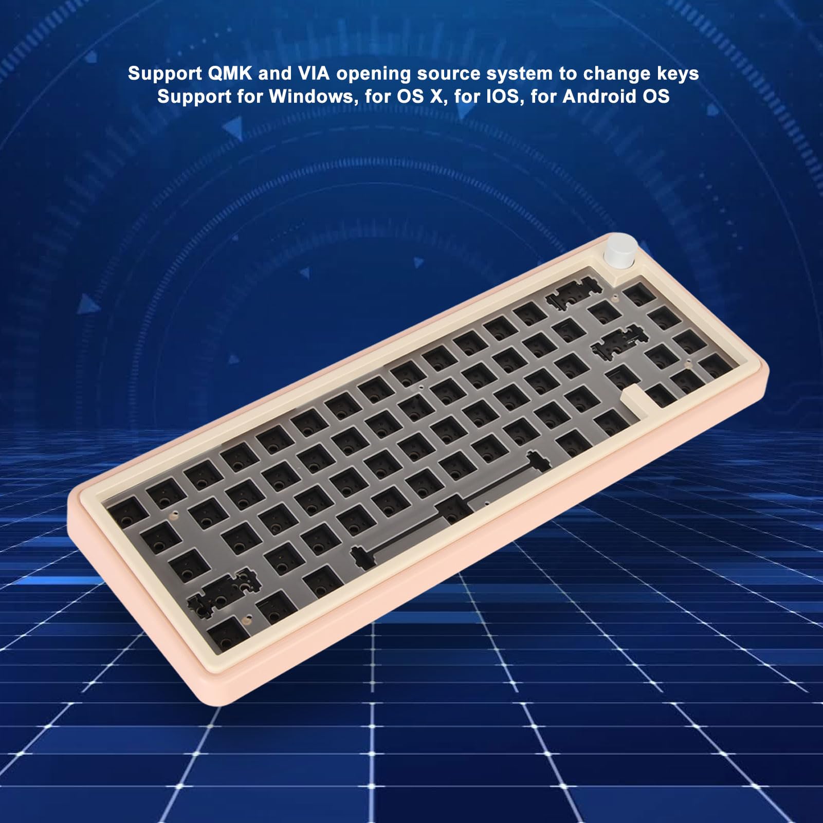 Jectse Kit de Teclado Mecánnico DIY de 67 Teclas con Teclado Barebones Intercambiables en Caliente con Cable RGB Inalmbrico 2.4G5.0 Tipo C, con QMK y Via, para, Párrica X, (Pink)