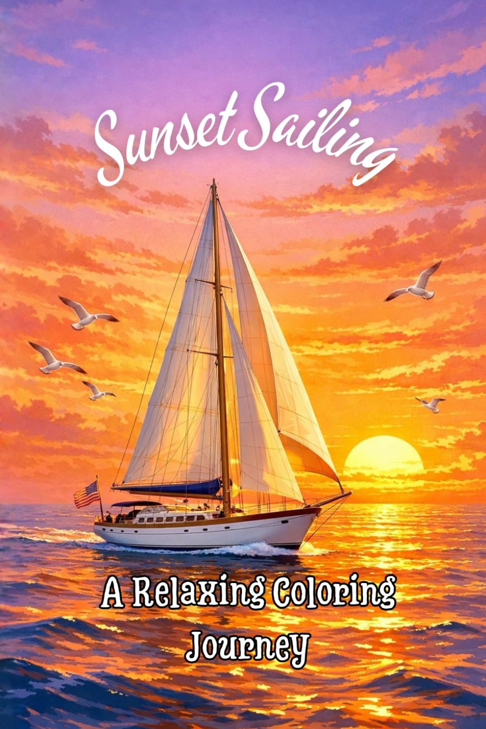 Sunset Sailing Coloring Book: Relaxing Scenes of Yachts and Ocean Views