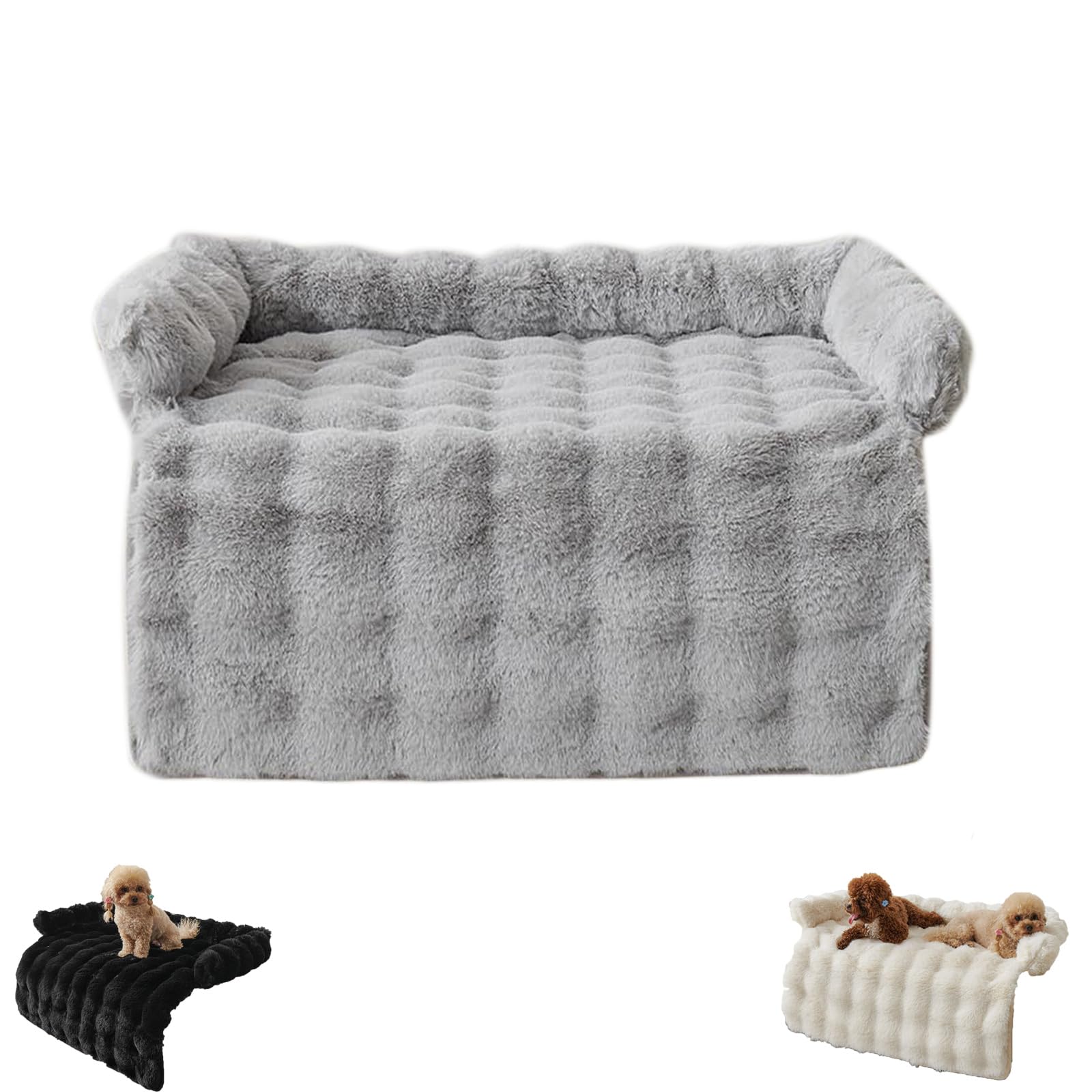 Soft Non-Slip Plush Pet Mat 75x75cm, Thick Washable Dog Couch Sofa Protector and Car Seat Cover with Anti-Slip Bottom for Large Small Dogs Cats, Home Travel Bed in White Grey Khaki Black (Light Grey)