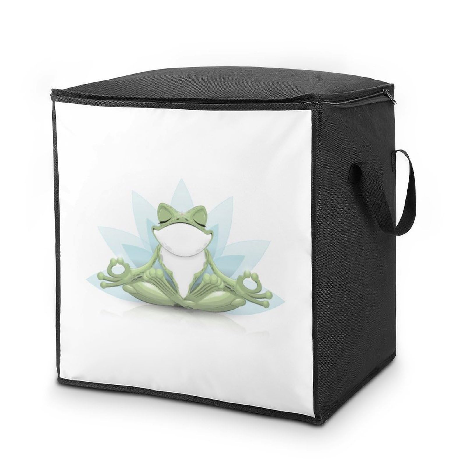 Lyfthologen 70L Storage Bags, Funny Yoga Frog Storage Box with Lid Zipper And Handles, Clothes Bags for Quilt, Blankets, Bedding