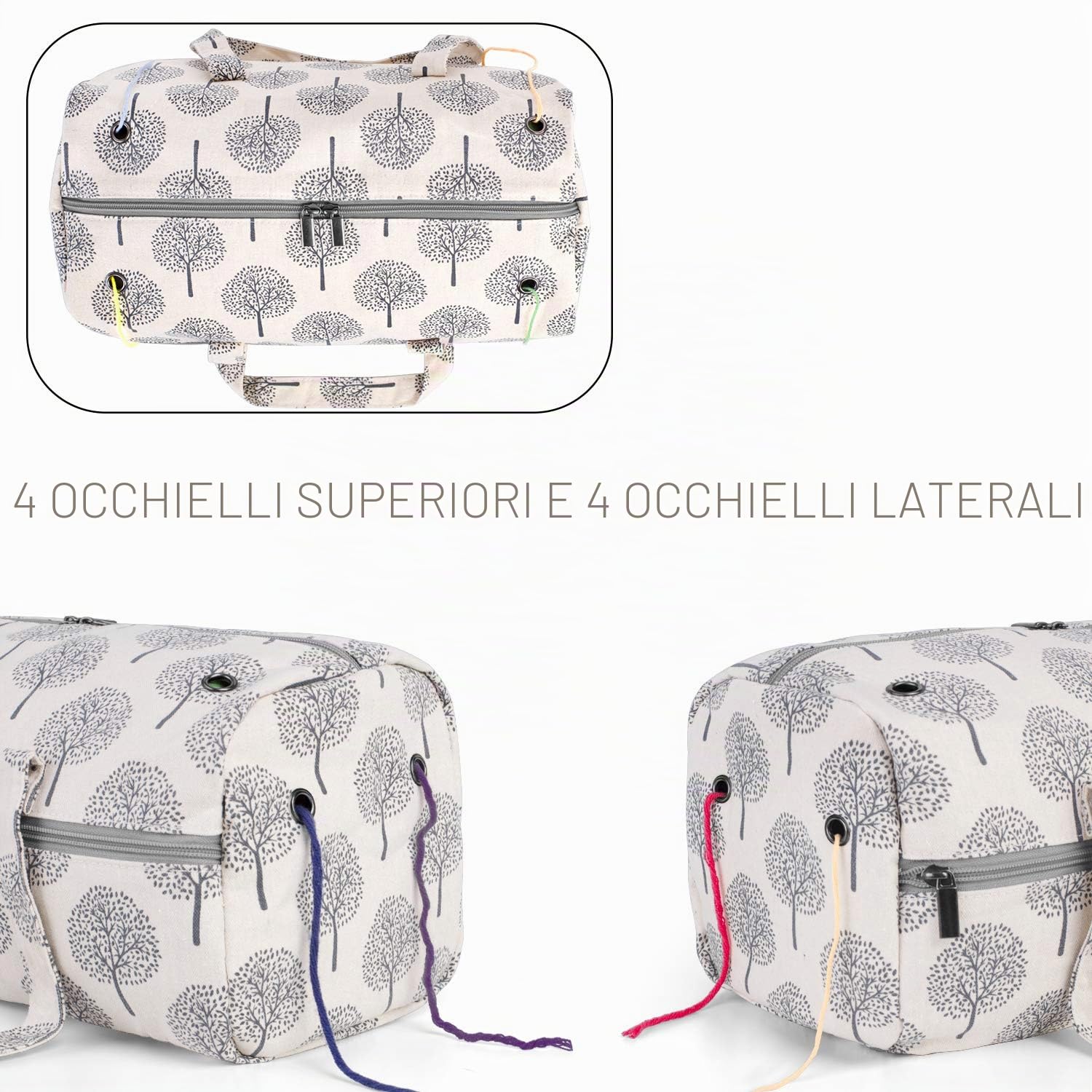 Luxja Borsa per maglieria, borsa per filati per matasse di filati, uncinetti, ferri da maglia (fino a 35,5 cm) e altri accessori, alberi