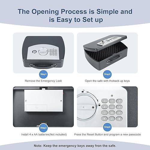 Miniatura 5 de Caja de seguridad de acero de 0.21 pies cúbicos con teclado digital, electrónica para oficina en casa, hotel, negocios, viaje seguro con asa de