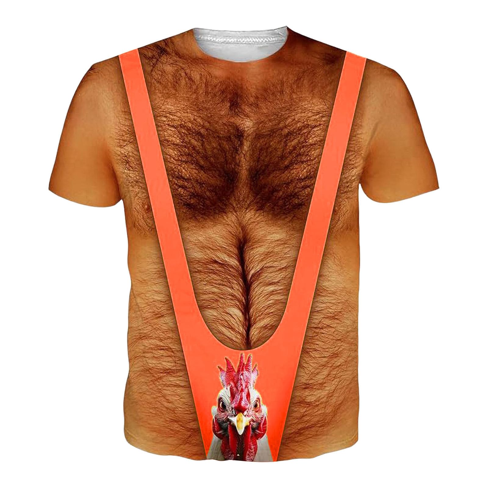 Muscle Shirts Men's Funny Shirt Outdoor Carnival Costume Unisex Beer Costume Round Neck Ugly T-Shirts with 3D Sexy Print Running Shirt Muscle Fancy Dress Costumes, O Orange, XXXXXL
