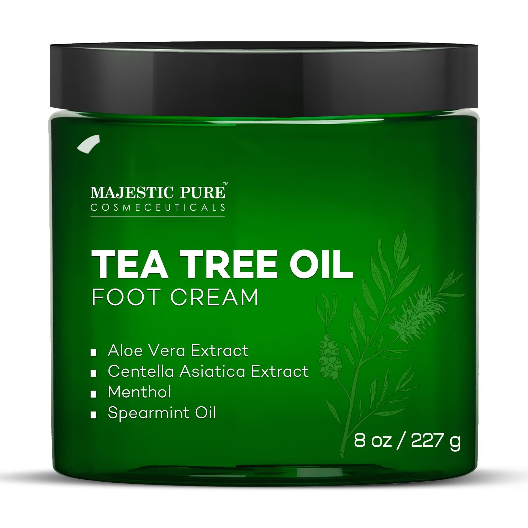 Majestic Pure Tea Tree Oil Foot Cream, Warming Cream - Calluses, Dry Cracked Feet, Hands, Heels, Elbow, Nails, and Knees - Softens & Moisturizes Skin - 8 oz