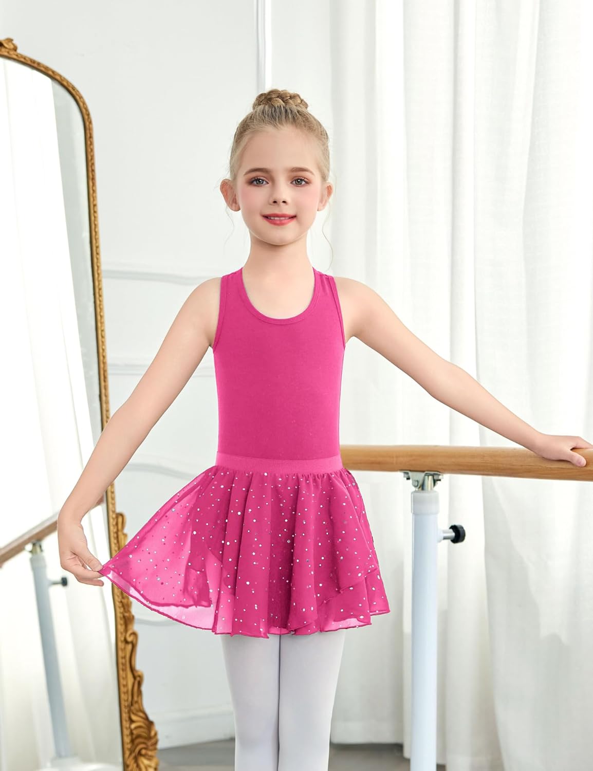 Zaclotre Girls Ballet Leotards Toddler Hollow Back Dance Dress Outfit with Removable Skirt Combo - Image 5