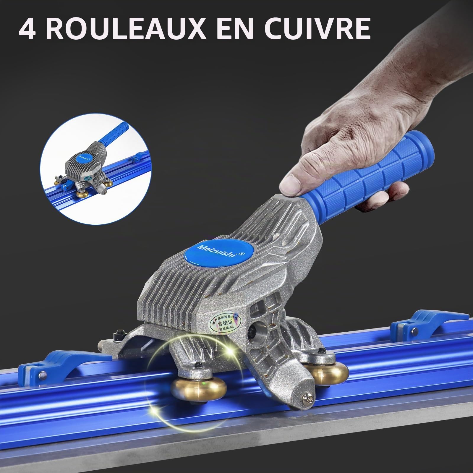 2.0m Coupe-Carrelage Manuel Précision Pour Céramique & Porcelaine Grand Format, Tête Alliage Tungstène, Utilisation À Une Main, Séparateur Et Guides Précision