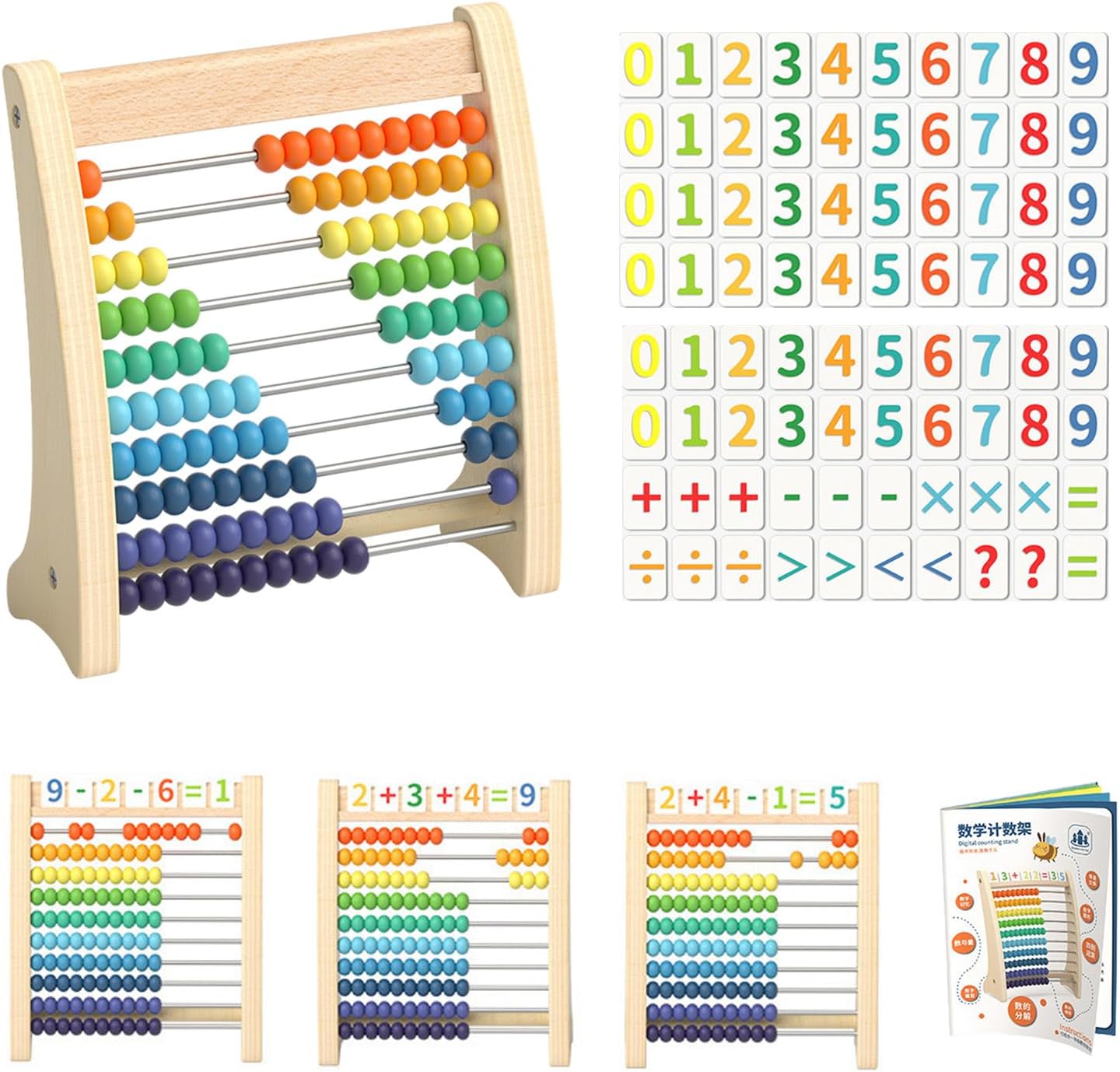 Wooden Abacus | Educational Counting Toy | Abacus for Math, 10-Row Educational Counting Toy, Preschool Learning Toys Gift for Boys Girls Ages 3-5