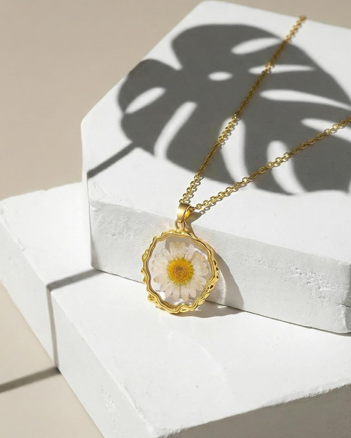 Real Pressed Flower Necklace for Women, Handmade Birth Floral Pendant, Meaningful Nature-Inspired Jewelry Gift for Christmas, Valentine’s & Mother’s Day - 18" - Image 3