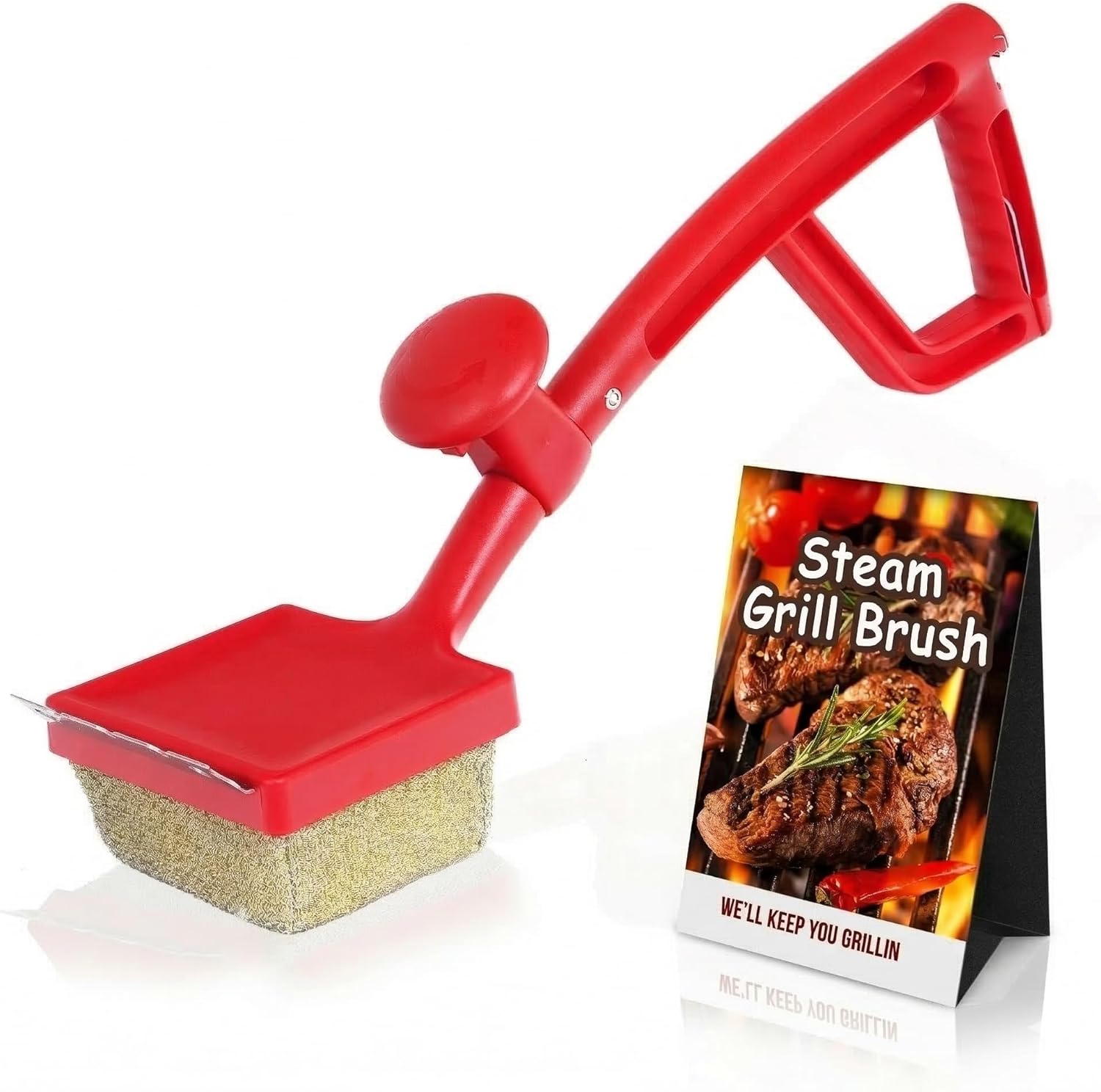 SHINESTAR Grill Brush for Outdoor Grill with Aramid Fiber - Steam Cleaning BBQ Grill Brush and Scraper, Grill Brush Bristle Free with Non Metal Bristles, Replaceable Head for Weber Traeger Grates