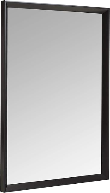 Amazon Basics Rectangular Wall Mirror - 50.8 x 71.1 cm, Peaked Trim, Black