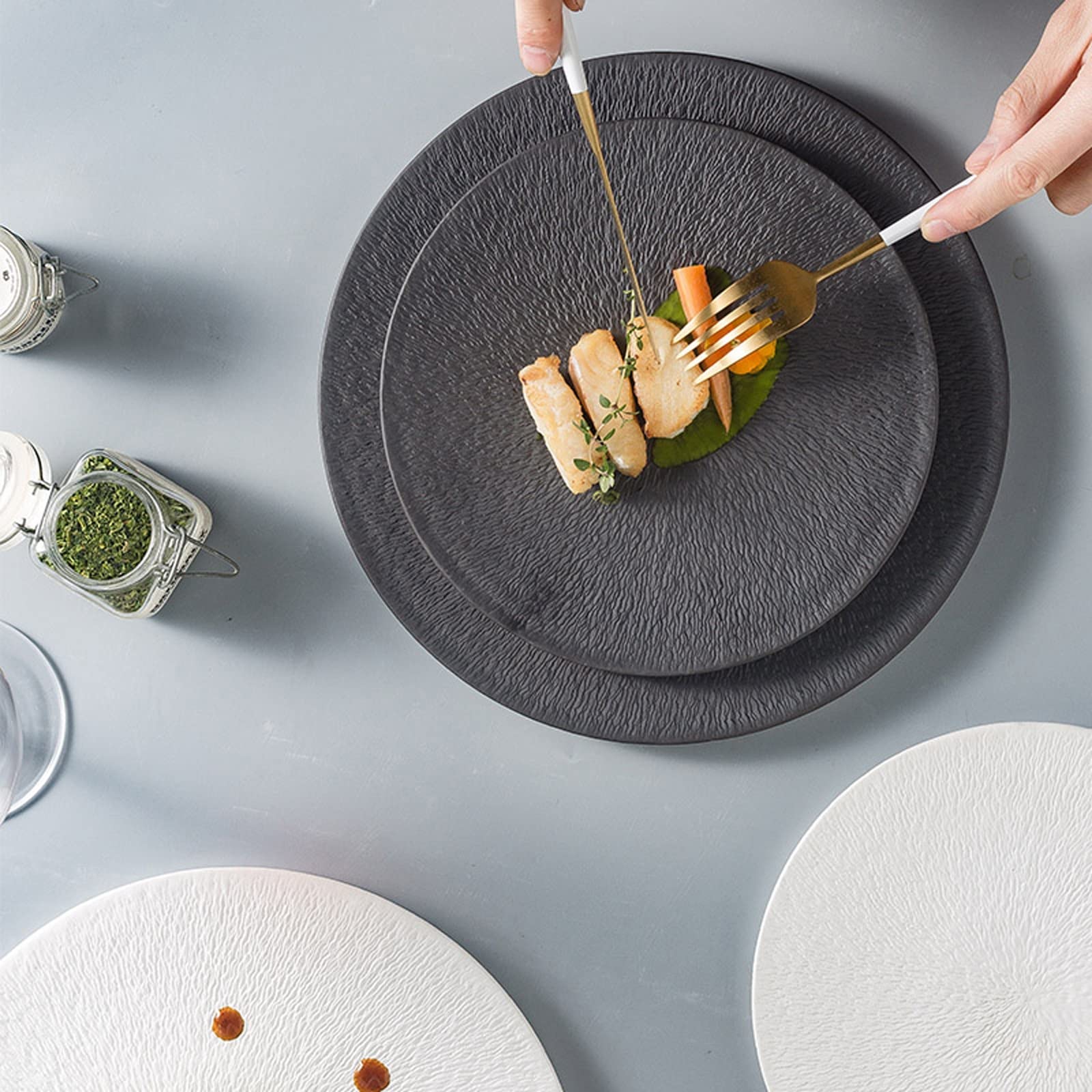 Plaque de Service Assiette à steak créative Assiette à manger occidentale Assiette à manger à la maison Assiette commerciale for la maison, le restaurant, l'hôtel Assiettes ( Color : Bianco , Size : S