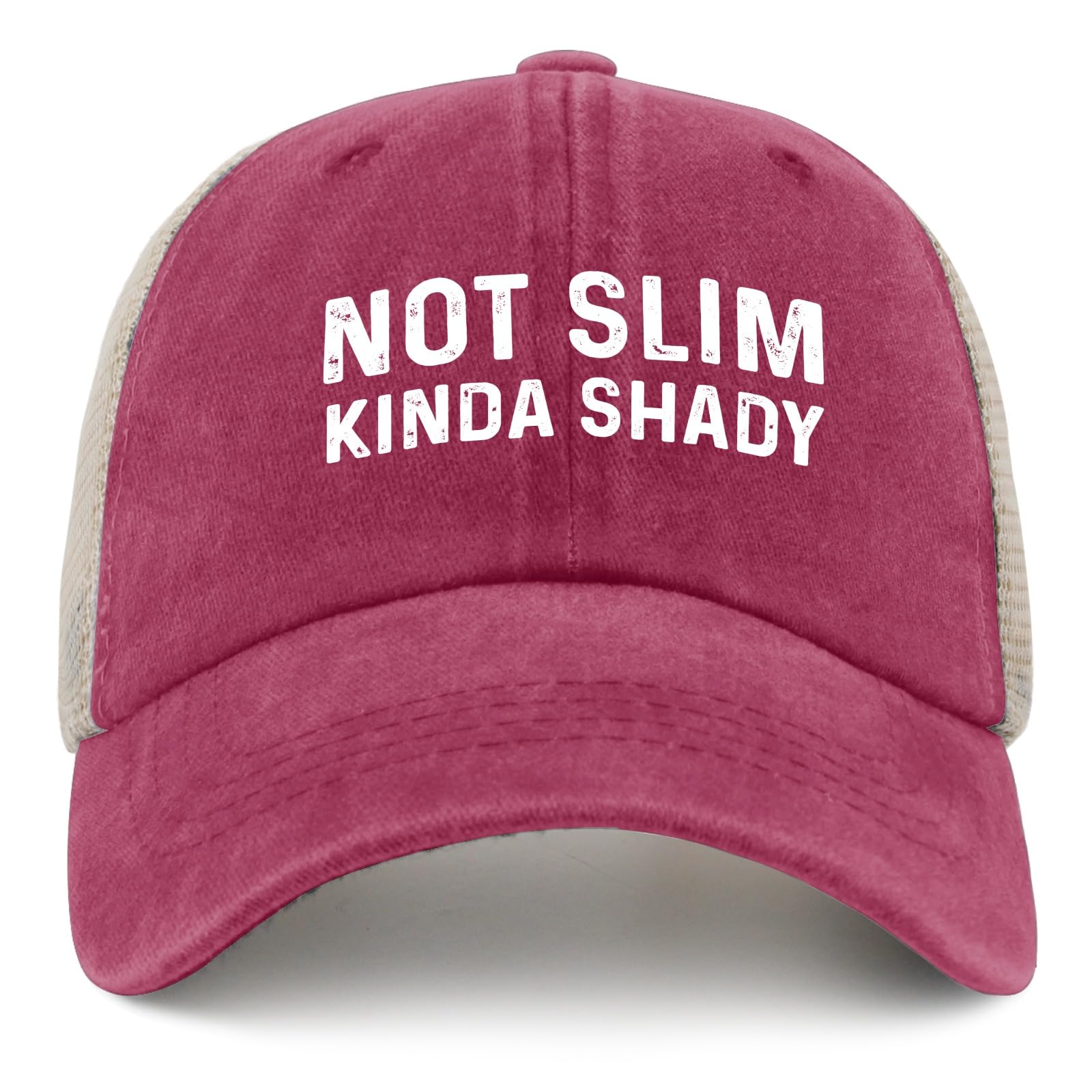 Funny Trucker Hat NOT Slim Kinda Shady Trucker Hat Men Funny Mesh Hats for Summer Pink