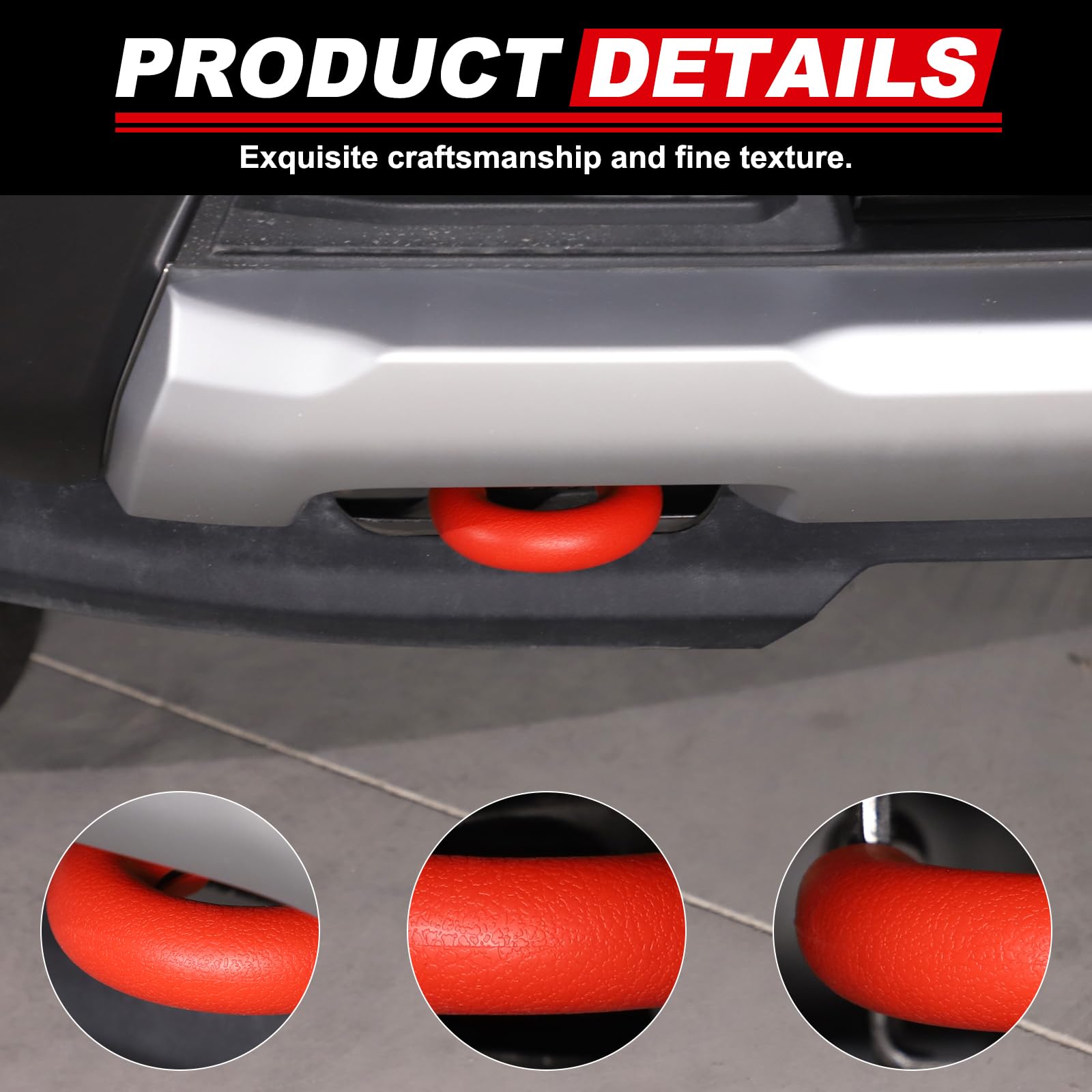 Crochet de remorquage de voiture - Compatible avec Ford Ranger 2023+ - Protection contre les chocs et les rayures pour modèle 23/24/25 - 2 pièces - Rouge