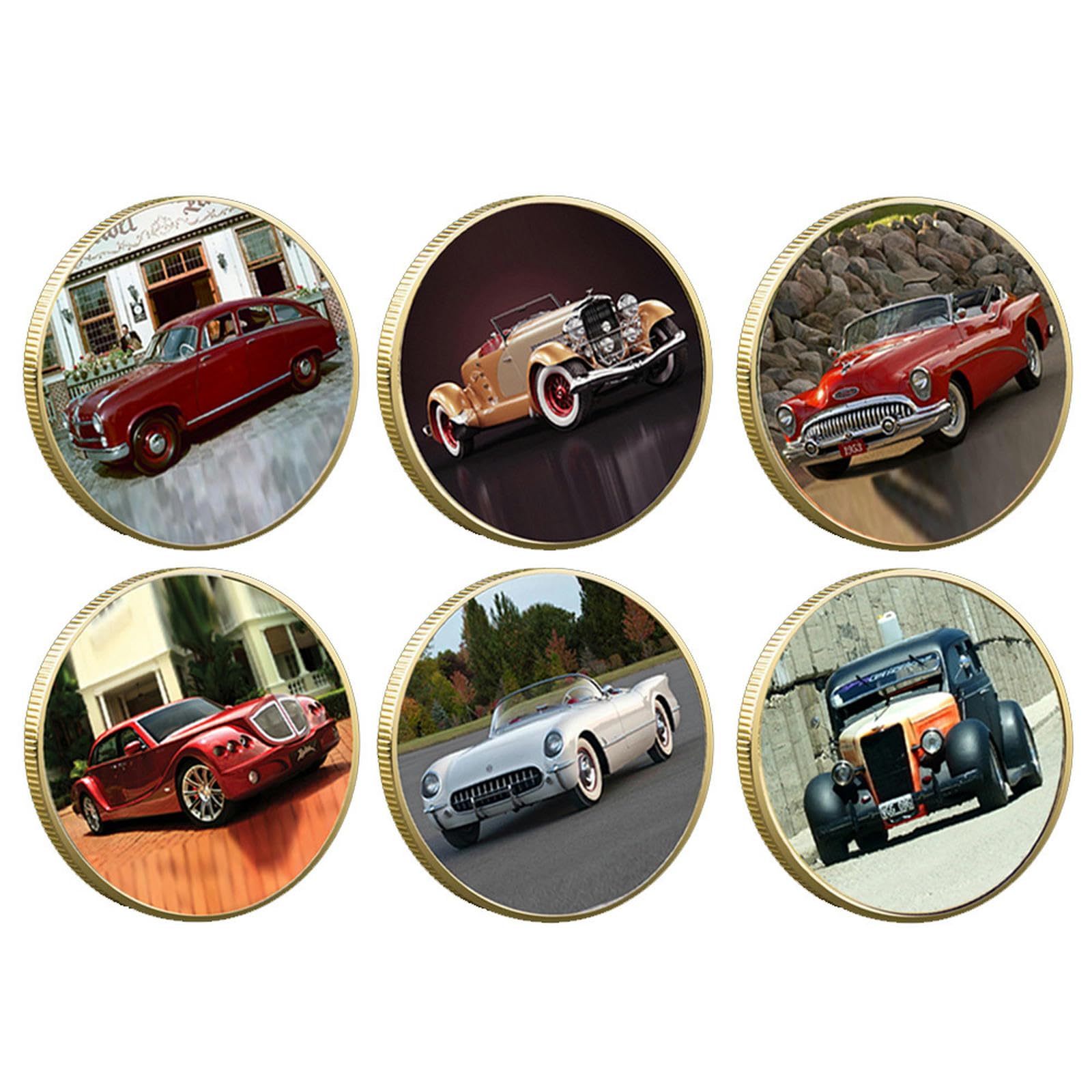 Voiture Classique Classique plaqué Or/Argent pièce commémorative Style Vintage pièces de Collection Cadeau - Or 6 Combinaisons