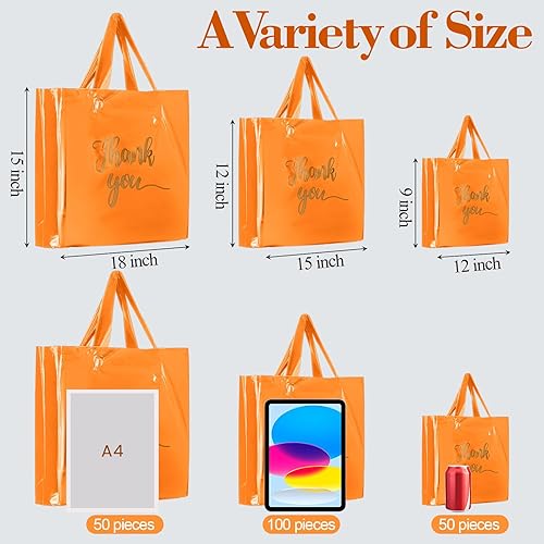 Miniatura 9 de Teling 200 bolsas de agradecimiento con asa a granel, bolsas de mercancía de agradecimiento de 3 tamaños, bolsas de plástico de agradecimiento para