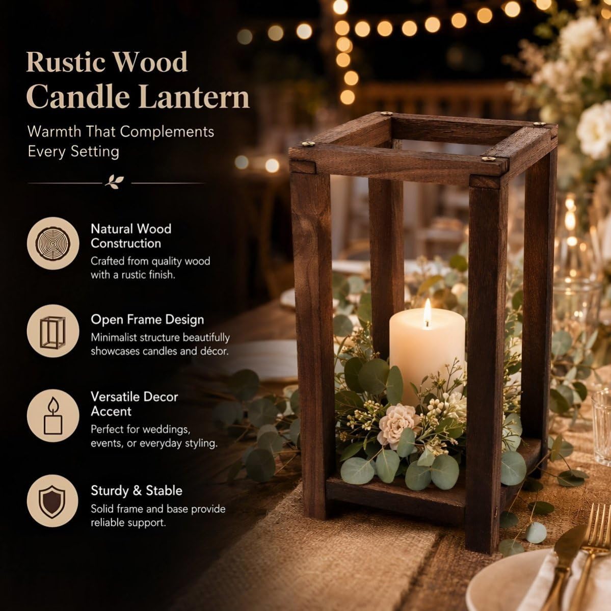HEMOTON 5 Szt. Częściowy Rustykalnych Drewnianych Lampionów Świece Naturalny Materiał Modułowa Konstrukcja Lekki i Przenośny Idealny Wesele i Dekoracje Stołu