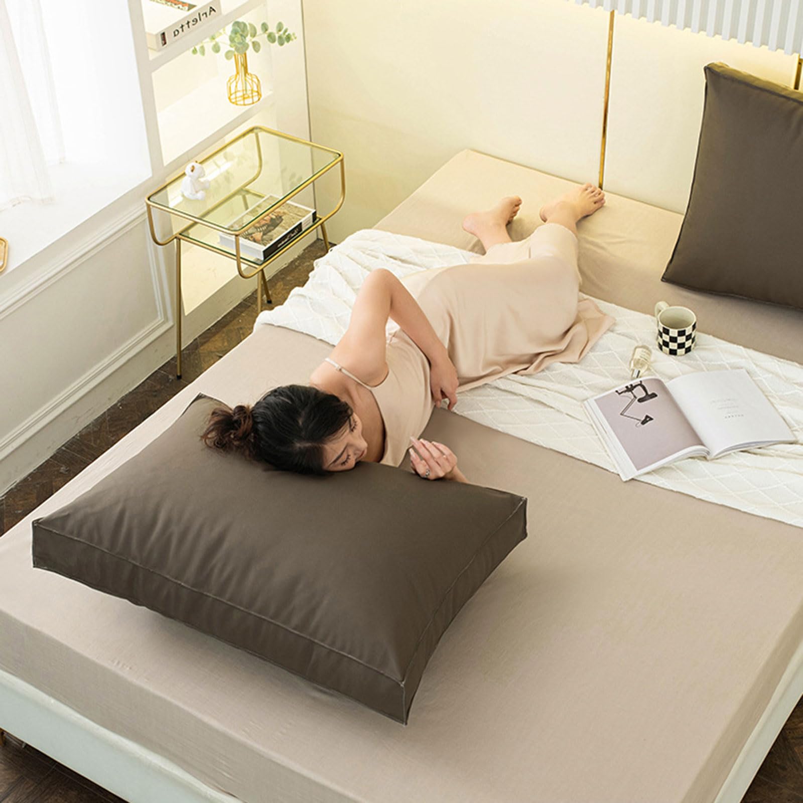 Cojín de respaldo con tecnología de almohada de lectura tapizada de tela, suave y cómodo, cojín de apoyo para el respaldo del cabecero para sofá cama, cojín de posicionamiento con funda extraíble (1