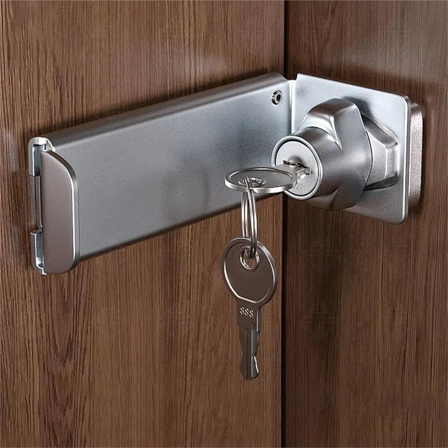 Stainless Steel Door Clasp Lock Right Angle Latch 90 Degree Hasps Shed Gate 1Pcs(Silver Style 1)