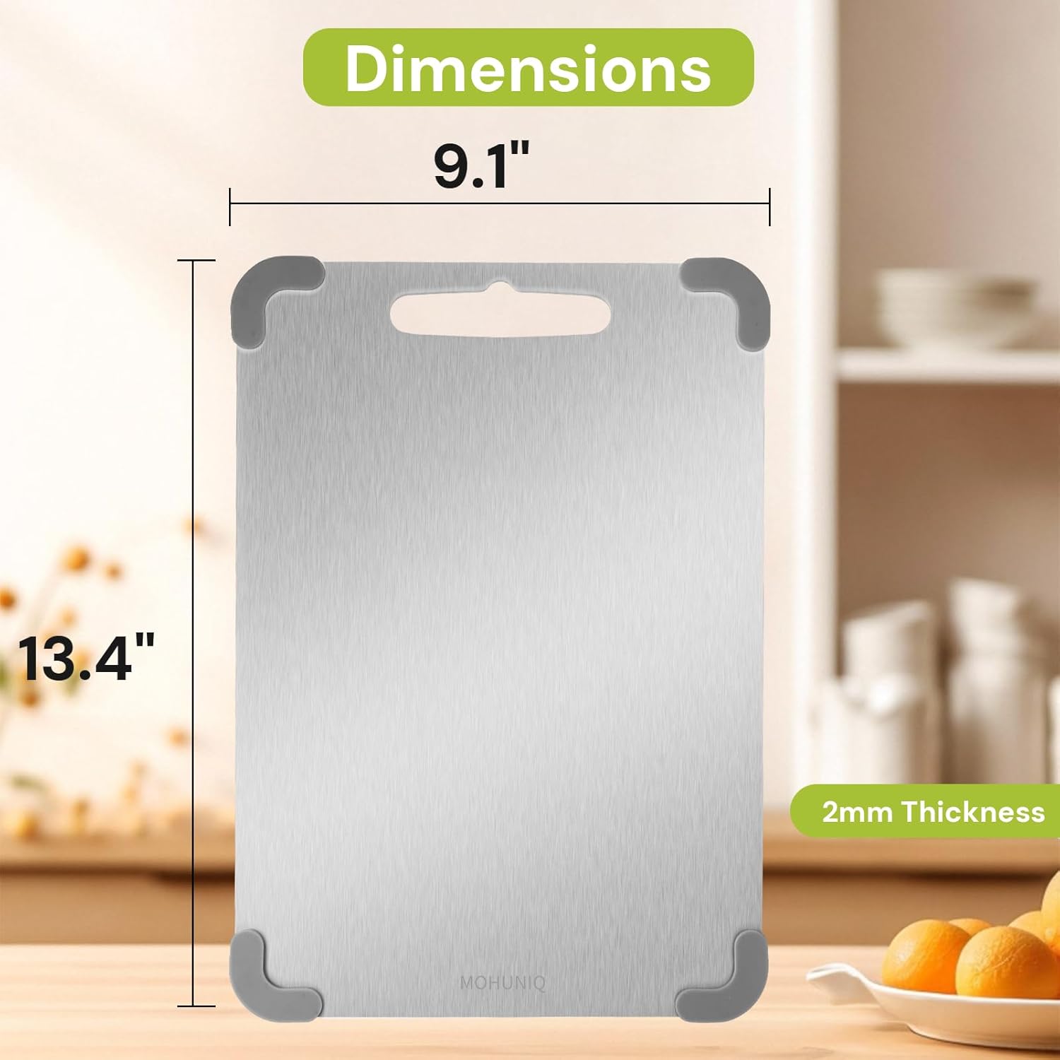 100% Titanium Cutting Boards for Kitchen, Dishwasher Safe Steel Chopping Board, Double Sided Non Plastic Metal Cutting Board, 13.4" × 9.1"
