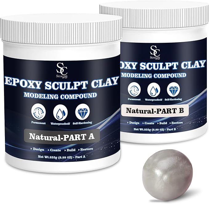 Epoxy Putty Sculpt Clay, 2 Part A & B for Sculpting, Modeling, Building, and Repairing, 1 Pound, Natural