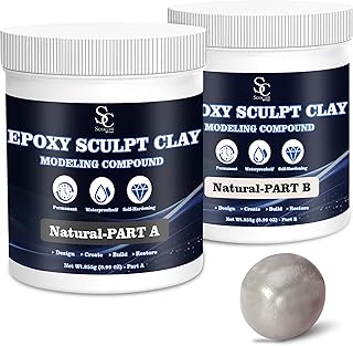 Epoxy Putty Sculpt Clay, 2 Part A & B for Sculpting, Modeling, Building, and Repairing, 1 Pound, Natural