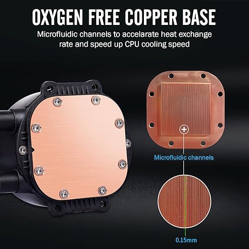 Miniatura 5 de Dracaena.io AIO - Enfriador de CPU, control remoto de cambio de color, radiador de 14.173 in, ventiladores ARGB PWM silenciosos menos de 27 DBA,