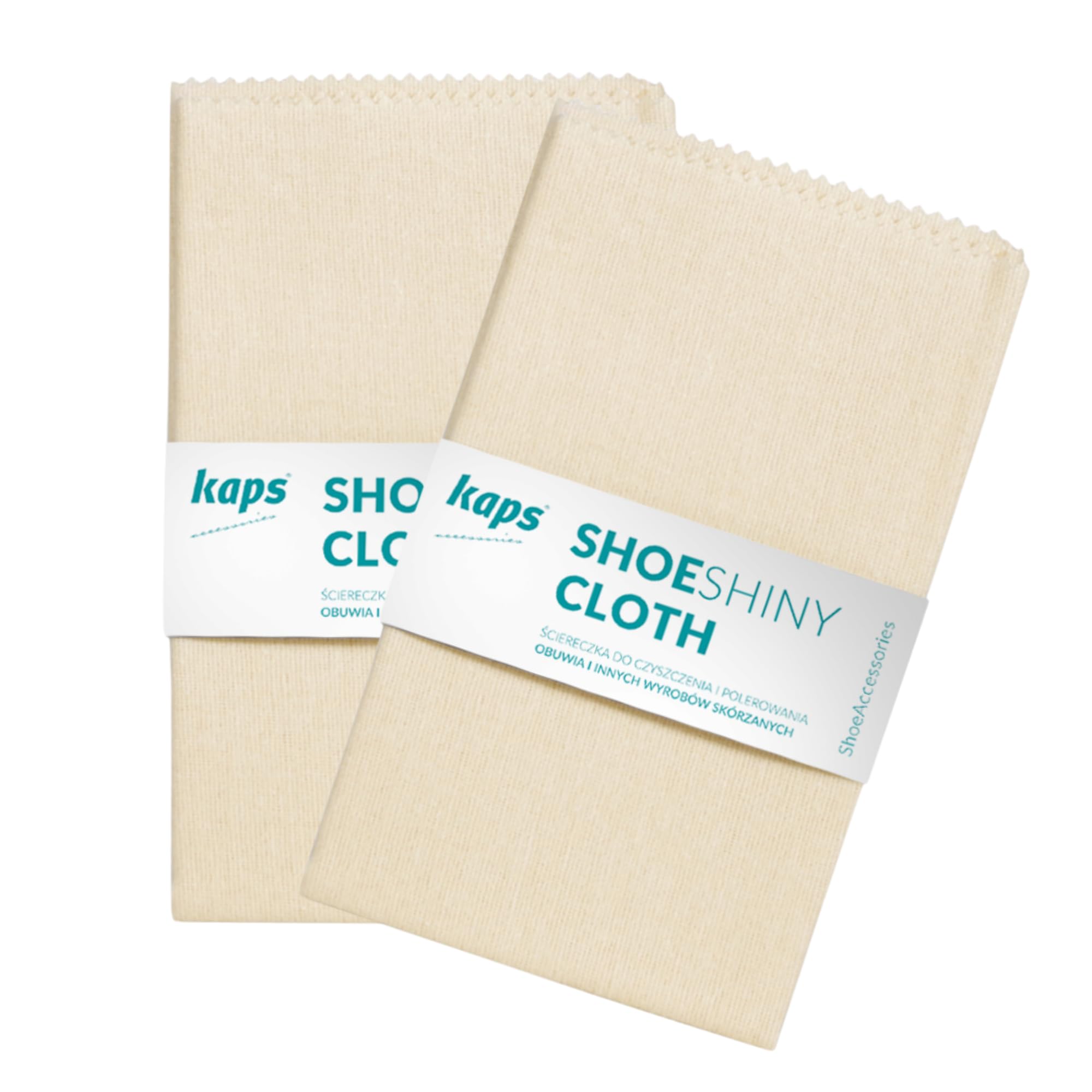 Kaps Professional Shoe Polish Cloth (2 Pck) – Twin-Pack 100% Cotton Mirror Shine Lint-Free Buffing Cloths – Non-Leather & Synthetic Footwear – Durable & Machine-Washable – EU Footwear Protection