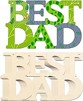 Vista 37 de Adornos de Letras de Madera PAPÁ para Pintar de 7 Pulgadas, Tamaño Grande, Recorte de Papi de Madera para el Día del Padre, DIY en Blanco, Madera