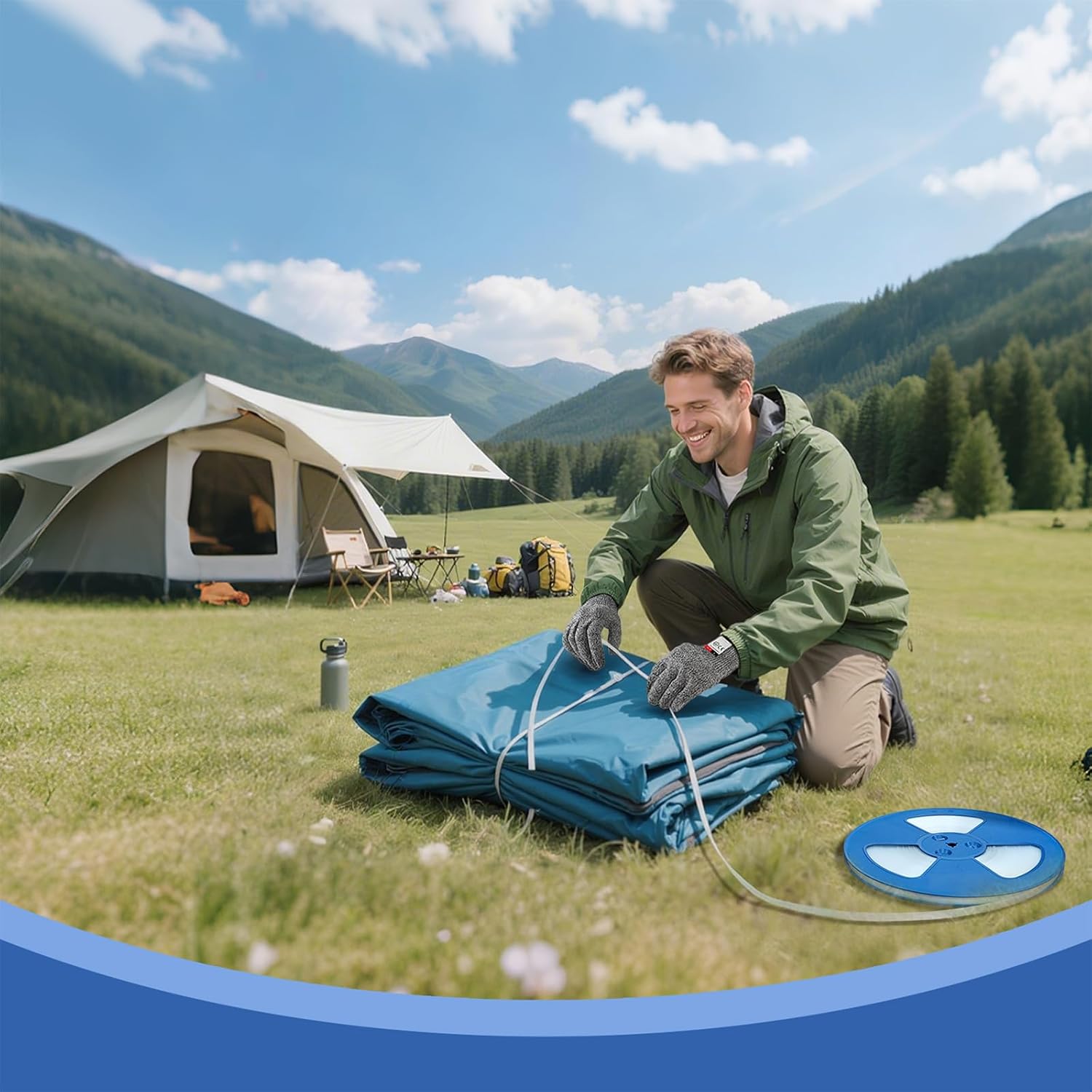 Banding Strapping Kit with 1/2" x 3200" Polypropylene (PP) Band 100 Plastic Clips 20 Edge Protectors Glove for Pallet Box Packaging