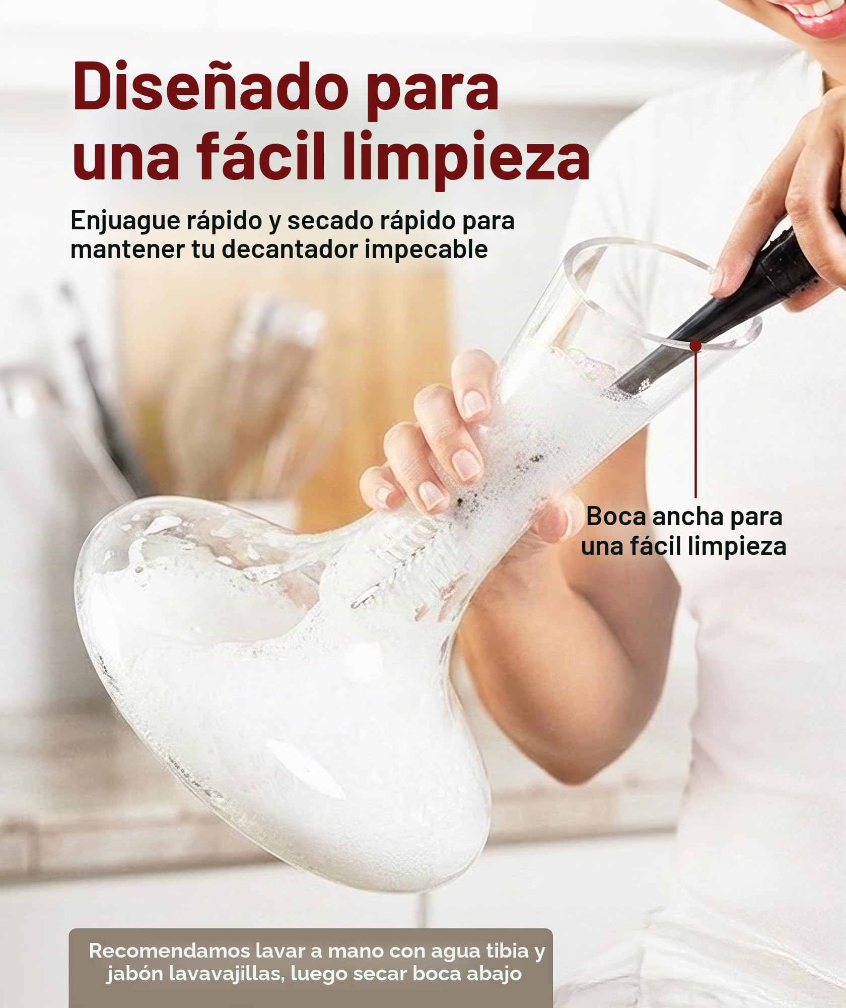 Le Chateau Decantador de vino - Jarra de cristal soplado a mano sin plomo para vino - Gran capacidad (750ml) - Respirador y aireador de vino tinto - Juego de jarra para vino - Regalos y accesorios