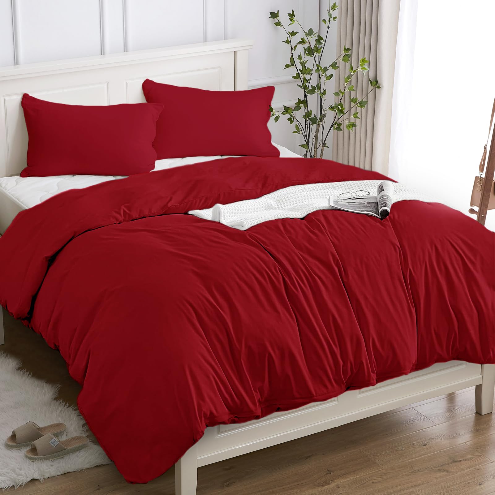 Homebox Set Copripiumino Cotone Egiziano 1200 Fili - King Size, Stampa Rami, Crema - Foto 12