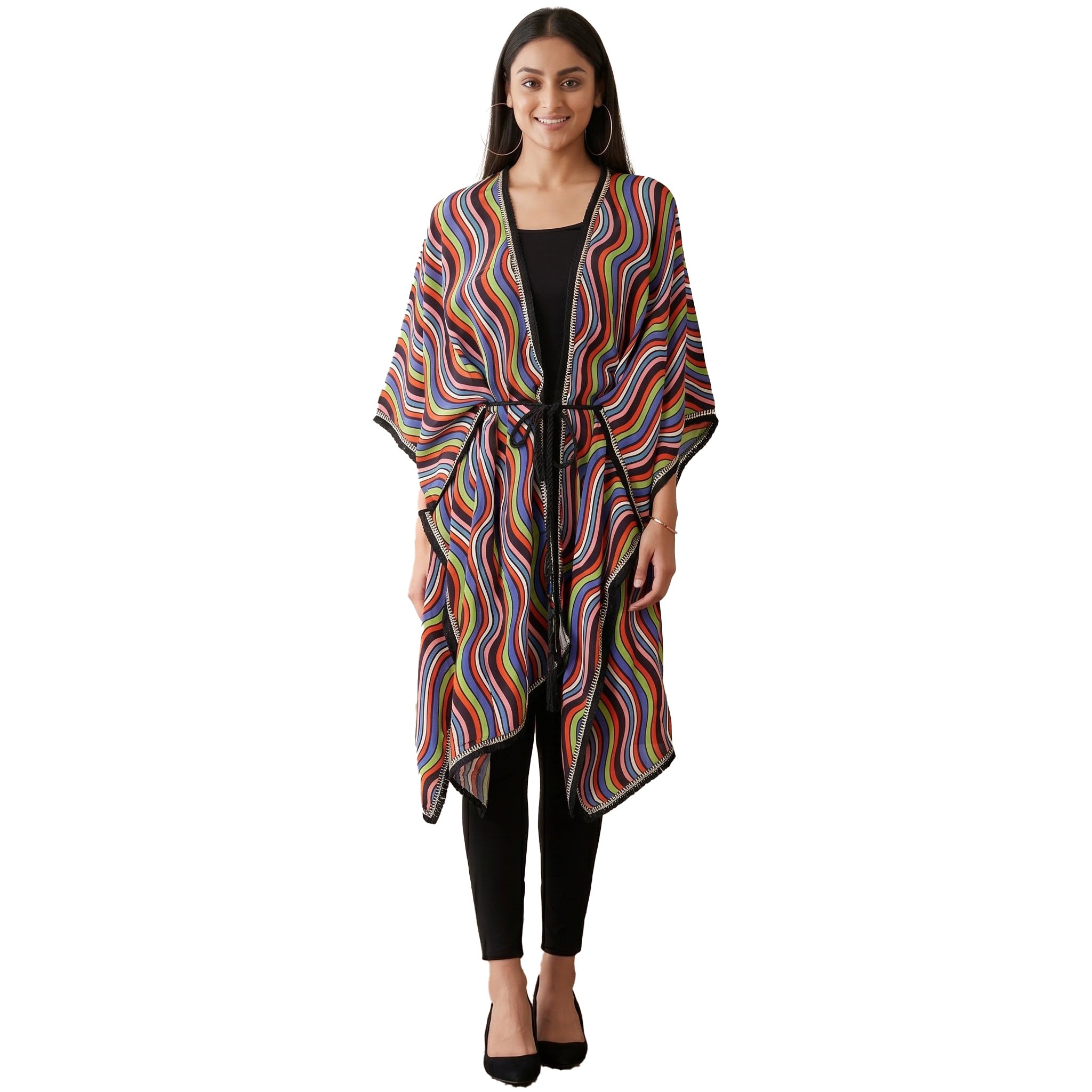 Multicoloured Cool Cover-Up in Viscose Crepe for Women by Ramola Bachchan-image-44