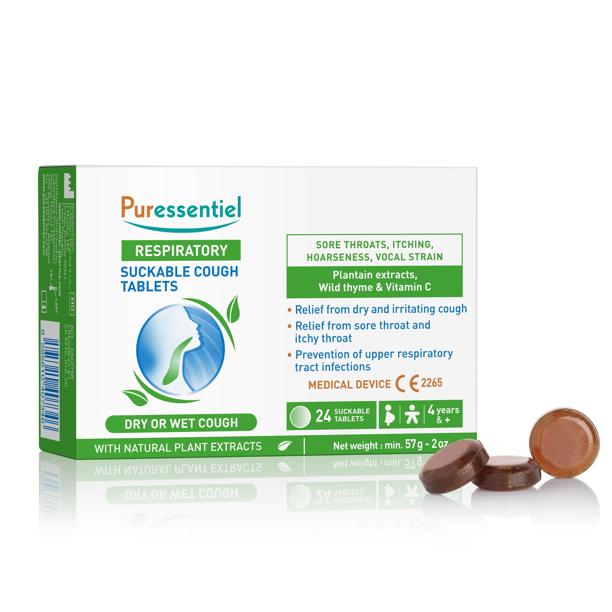 Puressentiel - Respiratory – Suckable Cough Lozenges – Relieves Sore Throats and Prevents Respiratory Infections – Honey & Organic Essential Oils – 24 Lozenges – from 4 Years+