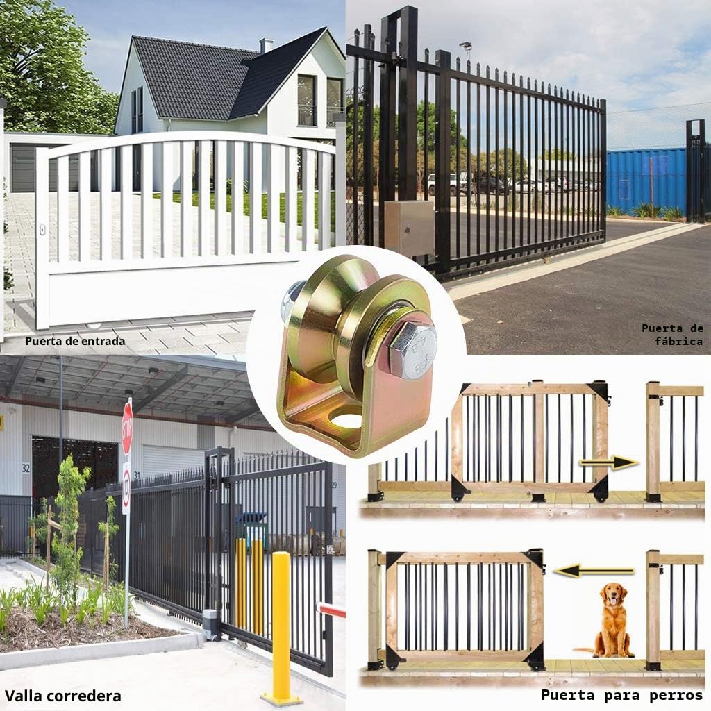 Skelang 4 ruedas para puerta corredera, 32 mm, ruedas de acero con ranura en V, rueda de ranura en V para puerta corredera, puerta de fábrica, puerta de entrada