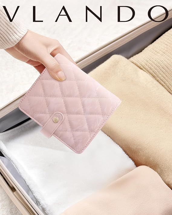 VLANDO Small Travel Jewelry Organizer with Velvet Clear Pouches,Sand Pink