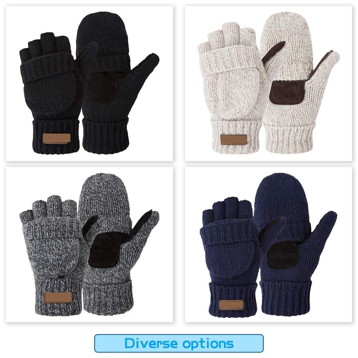 Guantes Viento Deportivos Guantes Sin Dedos De Punto Invierno Medio Dedo Convertibles Cálidos Unisex Regalos De Invierno