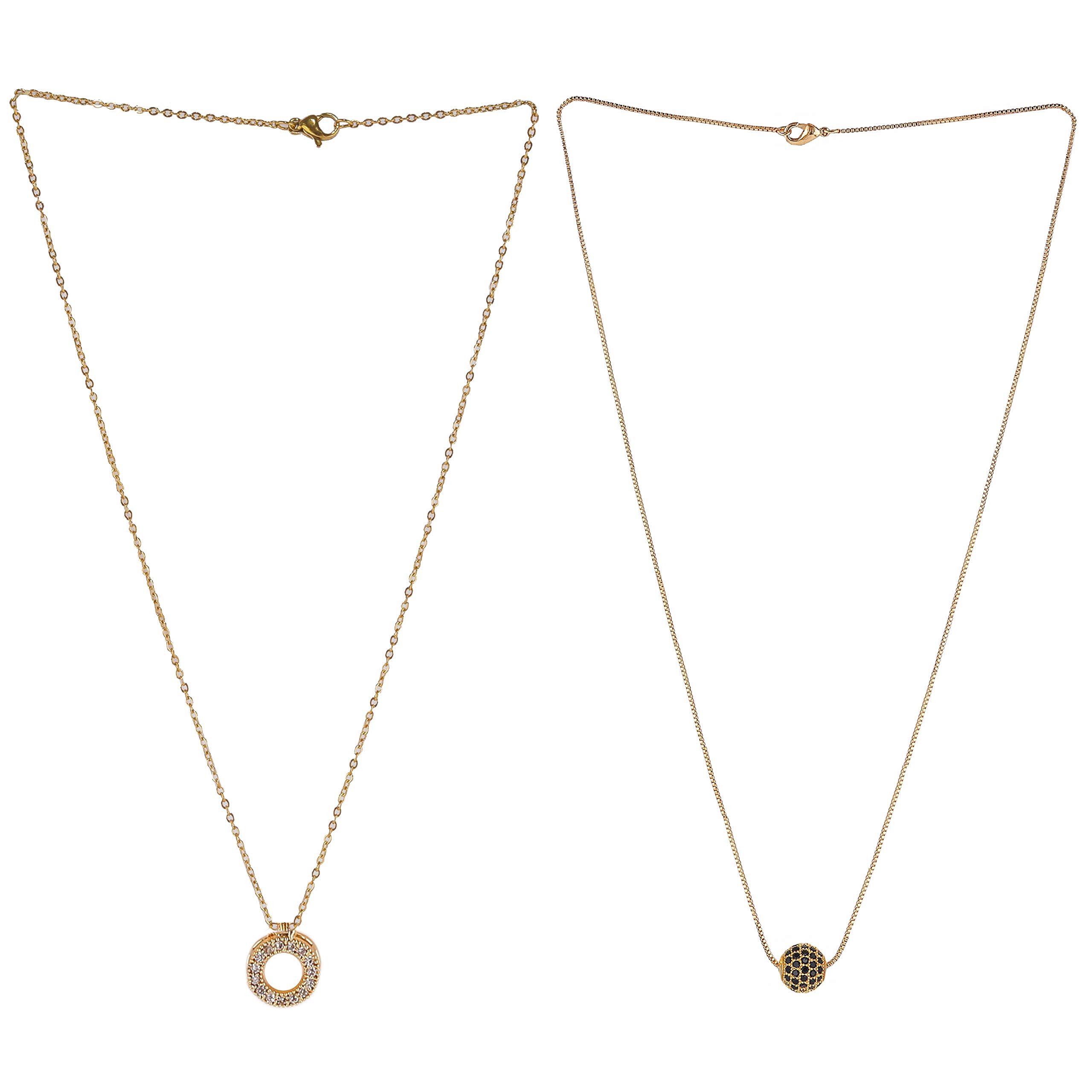 Brado Jewellery Gold Plated Black American Diamond Round Shap Pendant With Satari chain Combo Of 2 Necklace Golden Chain Pendant for Women and Girls (B08R2MXBQ7) Amazon Price History, Amazon Price Tracker