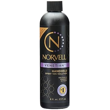 Norvell Premium Spray Tan Solution Venetian 8 fl oz Professional Sunless Tanning Formula for Natural Bronze Glow, Streak-Free, Fast-Drying, Long-Lasting Color